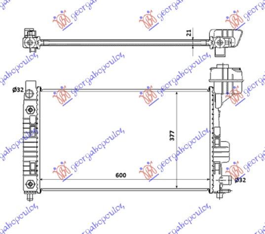 Hladnjak motora svi modeli benzin m/a +/- klima (60X35) s ekspanzijskom posudom