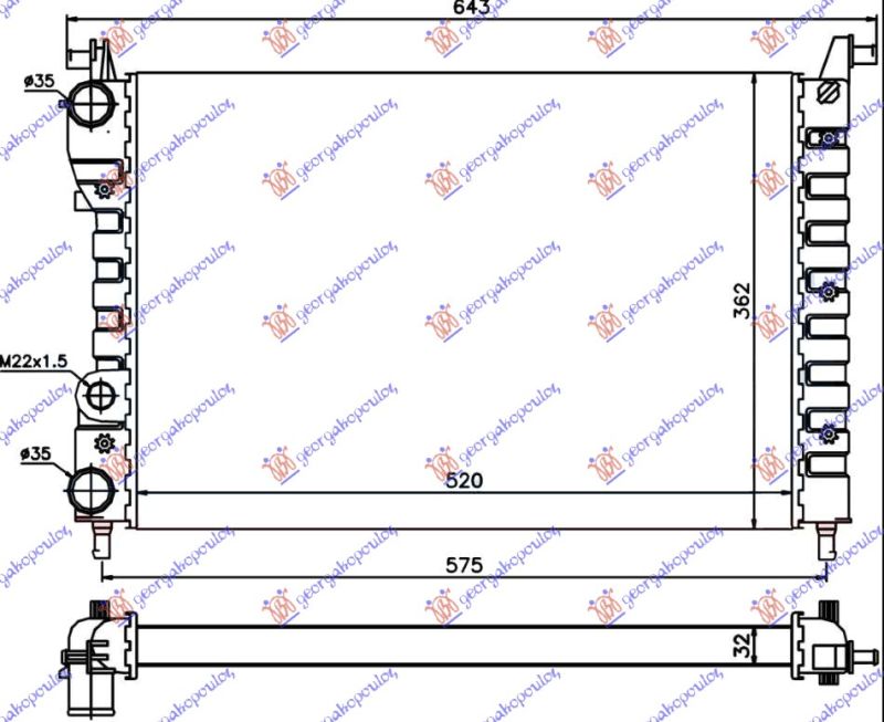 Hladnjak motora 1.2 benzin (52,2X37,2X32) -00