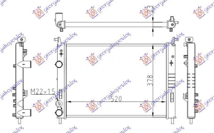 Hladnjak motora 1.9 d-jtd (520X378X42) 00-