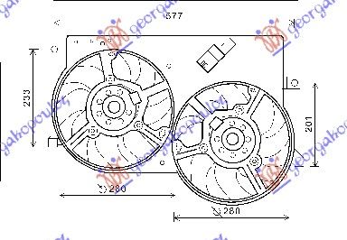 Ventilator hladnjaka komplet 1.3 jtd 03- (DOUBLE)
