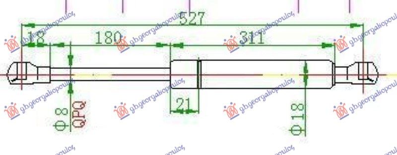 Amortizer gepek vrata karavan (519L-570N)