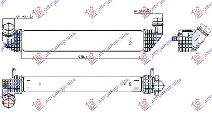 Hladnjak interkulera 1.6 dci dizel (630X105X80)