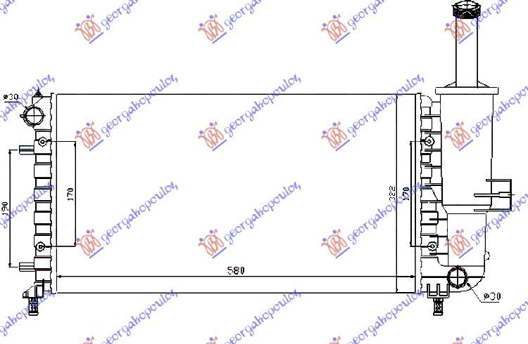 Hladnjak motora 1.2i 8/16v +/- klima (58X31,7) (MAHLE BEHR)