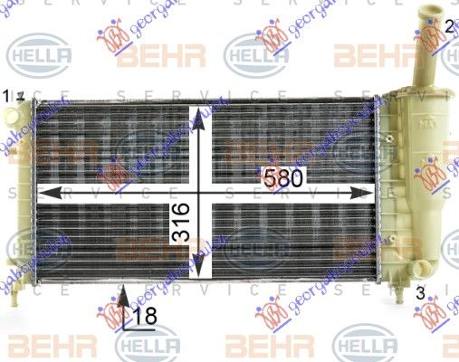 Hladnjak motora 1.2 8/16v +/-a/c (58X31,7X18) (MAHLE BEHR)
