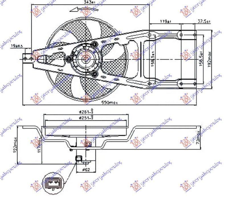 Ventilator hladnjaka komplet -a/c