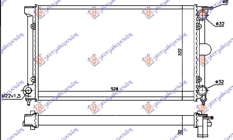 Hladnjak motora benzin/dizel (+AC) (52.5X32X3.4)