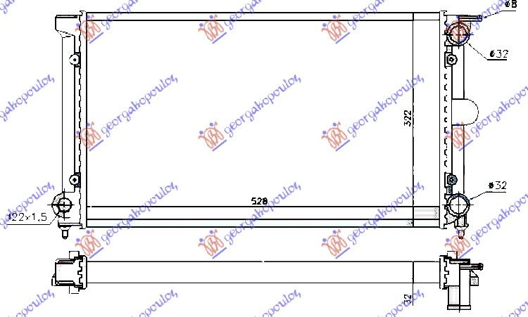 Hladnjak motora benzin/dizel (+AC) (52.5X32X3.4) (VALEO CLASSIC)
