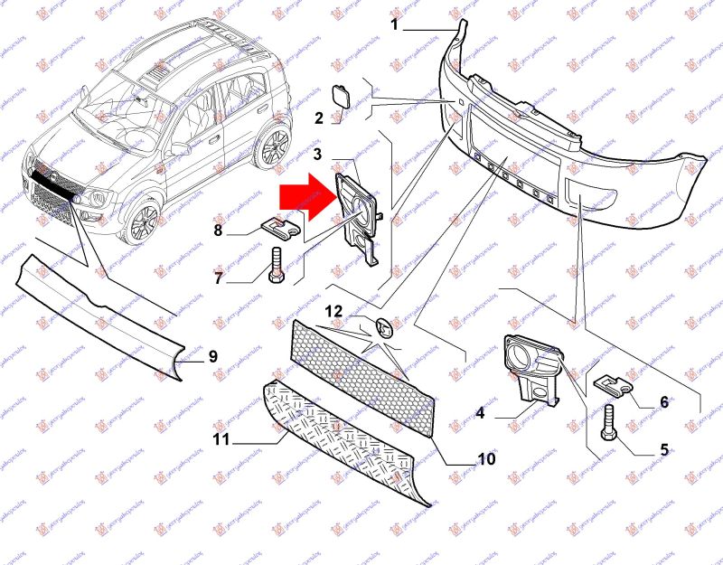 Rešetka prednjeg branika (SA MAGLENKOM) (4X4 CROSS) (O)