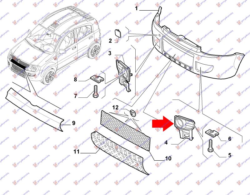 Rešetka prednjeg branika bočna (S RUPAMA ZA MAGLENKE) 4x4 cross (O)