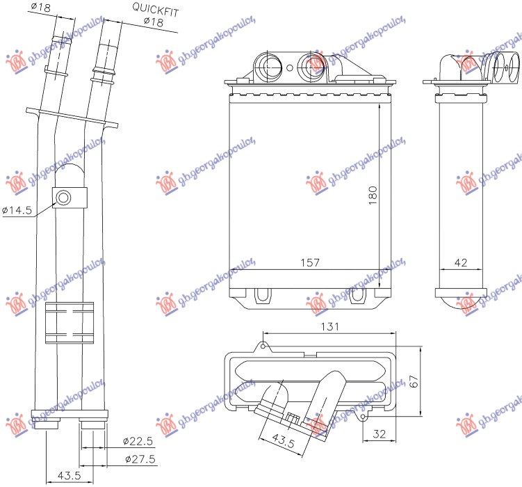 Hladnjak kabine (M) quick fit (180X157X42)