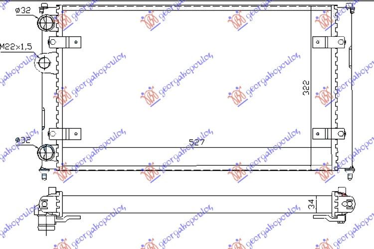 Hladnjak motora 1.4-1.6 benzin - 1.7-1.9 sdi - klima (52X32) (VALEO CLASSIC)