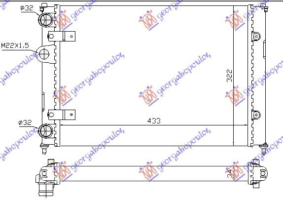Hladnjak motora 1.0–1.3–1.4 benzin – 1.7–1.9 sdi -a/c (43X32) (MAHLE BEHR)