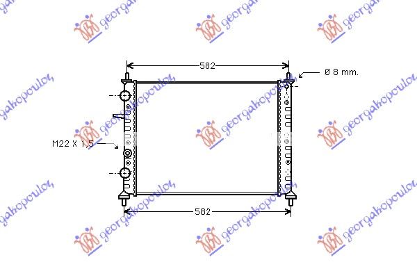 Hladnjak motora benzin svi modeli bez spremnika s cijevi 8mm (51X41,5X2,4)