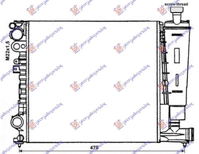 Hladnjak motora 1.6-1.8-2.0 benzin + klima (60X47X23)