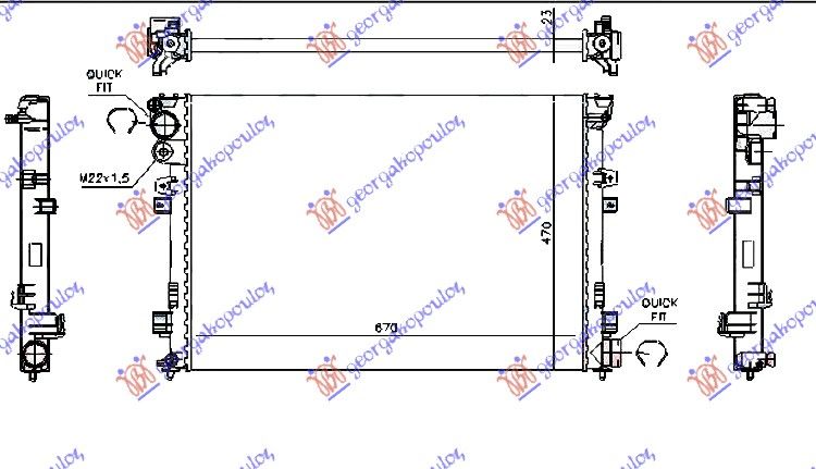 Hladnjak motora 2.0 hdi +/- klima (67X44,6X27) bez ventila