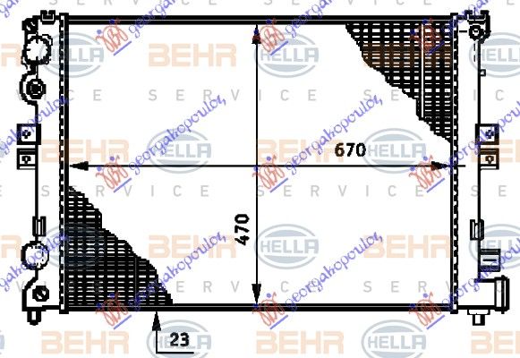 Hladnjak motora 1.6-1.8-2.0 benzin + klima (67X47X23) (MAHLE BEHR)