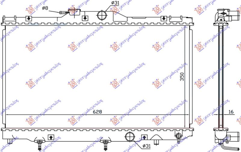 Hladnjak motora 1.4 benzin +/- klima (630X350)