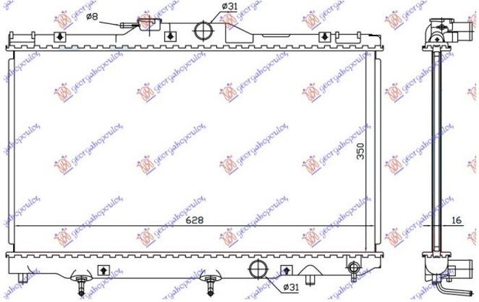 Hladnjak motora 1.4 benzin +/- klima (630X350) (KOYO)