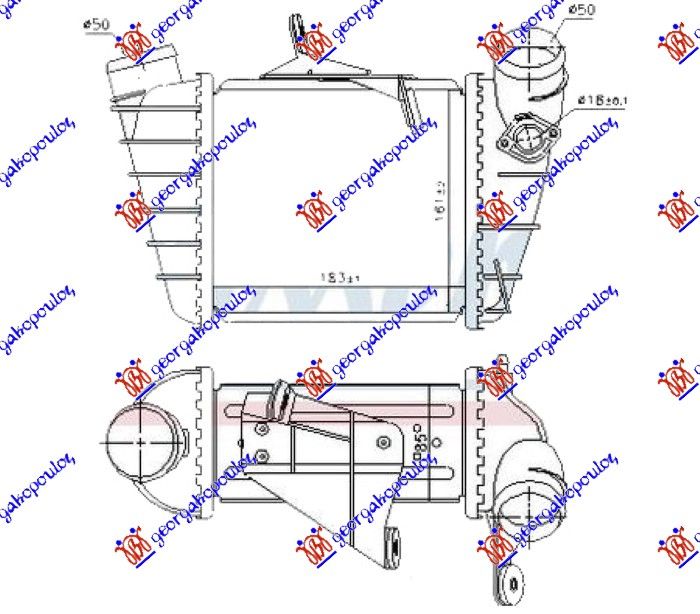 Hladnjak interkulera 1.9 tdi dizel (183X161X85) (S RUPOM ZA SENZOR 18MM)