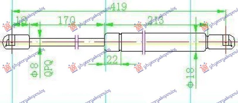 Amortizer gepek vrata xl/freetrack (419L-510N)