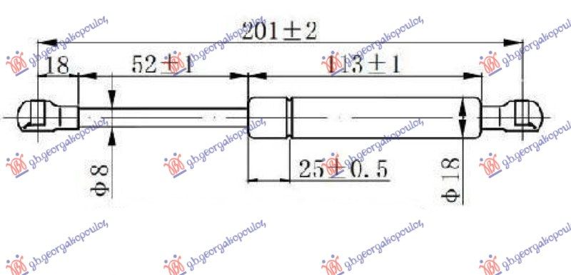 Amortizer gepek vrata cabrio (201L-250N)