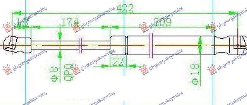 Amortizer gepek vrata 5 vrata (425L-450N)