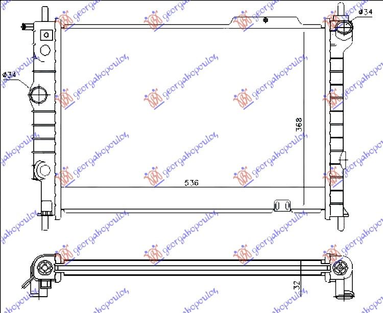 Hladnjak motora 1.7 dizel (53,5X37,5)