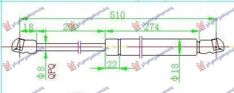 Amortizer gepek vrata karavan (508L-550N)