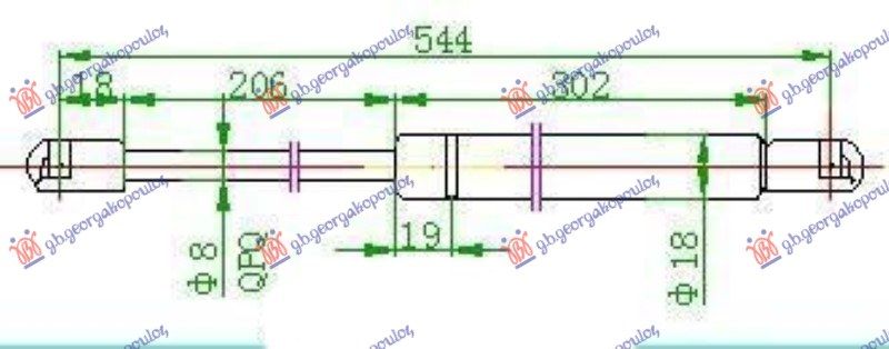 Amortizer gepek vrata 3 vrata (543,5L-360N)
