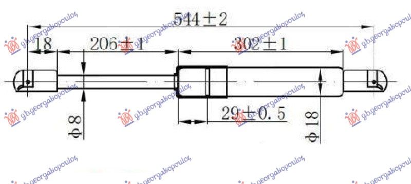Amortizer gepek vrata 3 vrata (544L-320N)