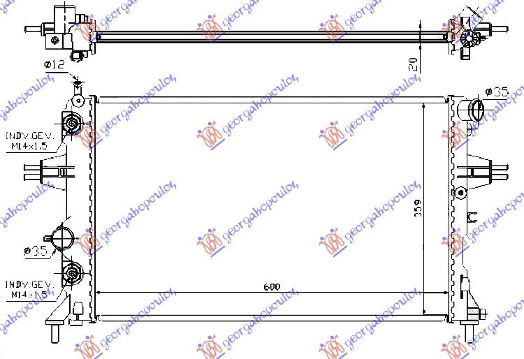 Hladnjak motora 1.4–1.6–1.8 benzin + klima automatik (610X378) (VALEO)