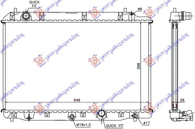 Hladnjak motora 2.2 ctdi (39.5X65X26) ručni (KOYO)