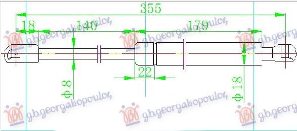Amortizer gepek stakla (355L-115N)