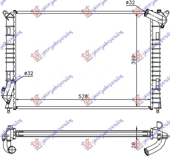 Hladnjak motora 1.6cc s +/- klima (57,7X39,7)