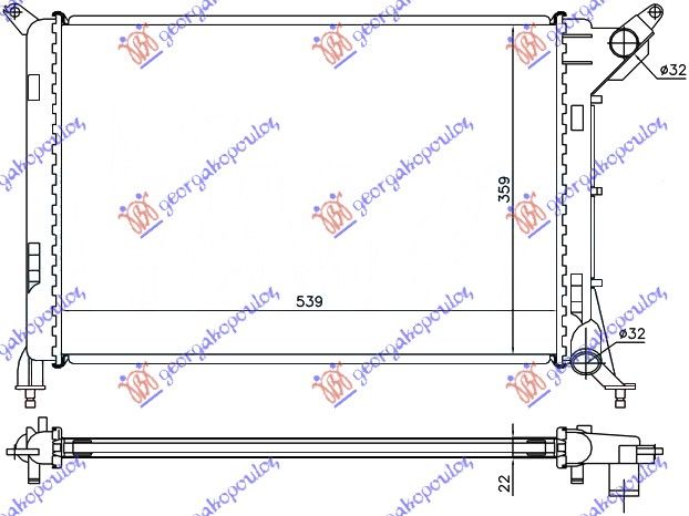 Hladnjak motora 1.4–1.6i 16v bez klime (54X36)