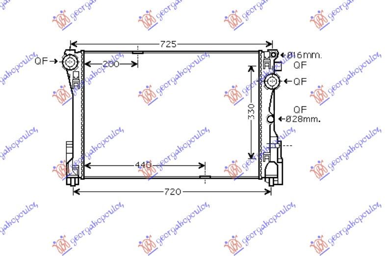Hladnjak motora benzin-dizel (640X440X32) automatski 16mm