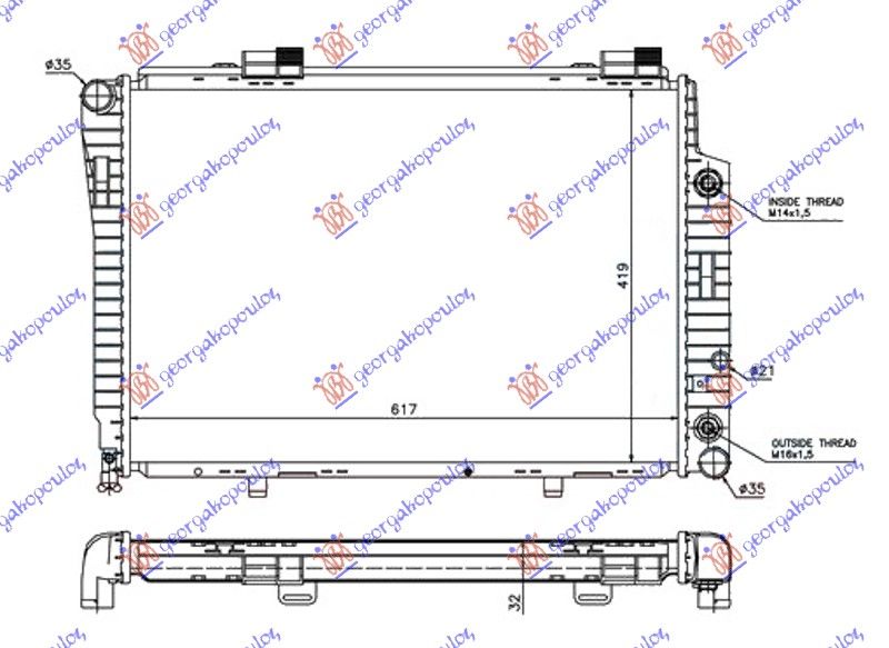 Hladnjak motora svi modeli dizel m/a + klima (61,5X42)