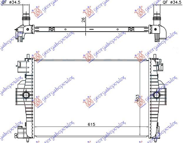 Hladnjak motora benzin 1.6 thp (155KW) (613X405)