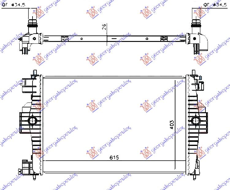 Hladnjak motora 1.6i 16v (61,3X40,5) 10- (MAHLE BEHR)