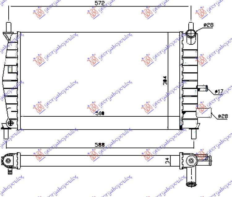 Hladnjak motora 1.1-1.3 cc (50X31) (VALEO CLASSIC)