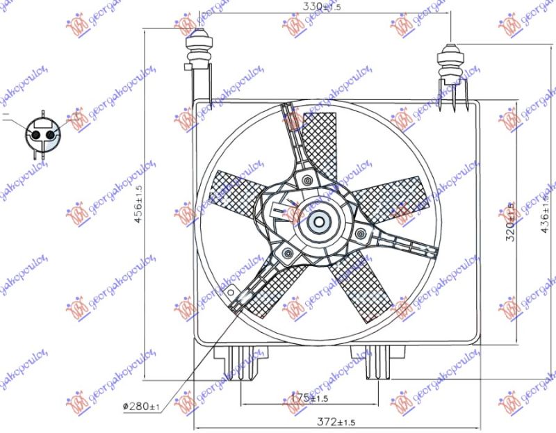 Ventilator hladnjaka komplet (BENZIN) (-AC)