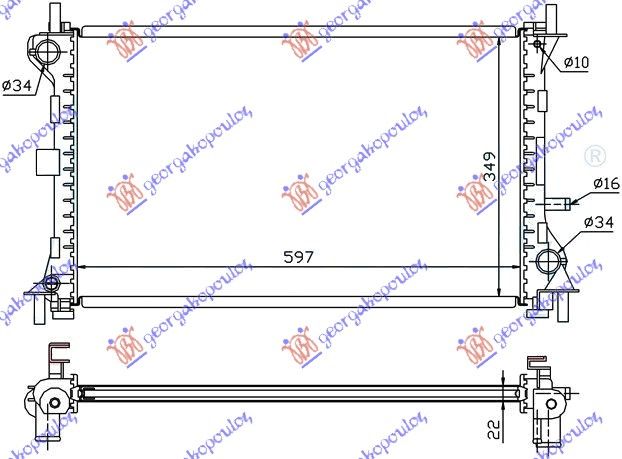 Hladnjak motora 1.4-1.6-1.8 +/- klima (60X35,8) (MAHLE BEHR)