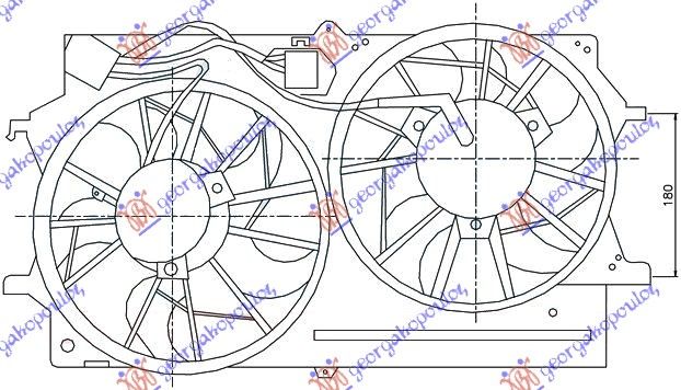 Ventilator hladnjaka kompletan dvostruki + a/c benzin-dizel