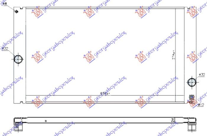 Hladnjak motora 2.4–2.5 benzin – 2.0 d dizel (635X375X22) aluminijski