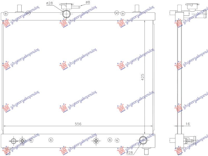 Hladnjak motora 1.5i 16v (42,5X55,5) ručni/automatski (ALUMINIJ) (KOYO)