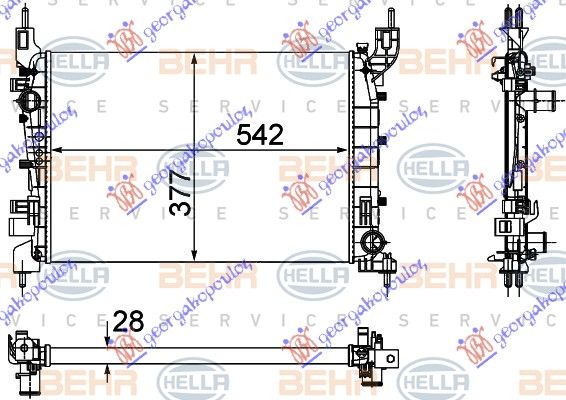Hladnjak motora 1.4i 8v +/- klima (54X37,5X28) (MAHLE BEHR)