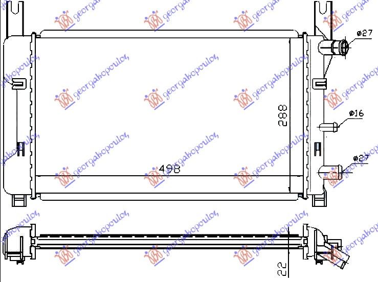 Hladnjak motora 1.0-1.1-1.3 (50X30) (VALEO CLASSIC)