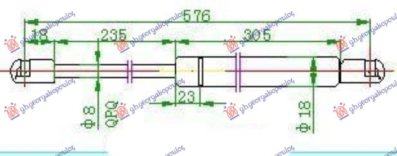 Amortizer gepek vrata 93- (576L-310N)