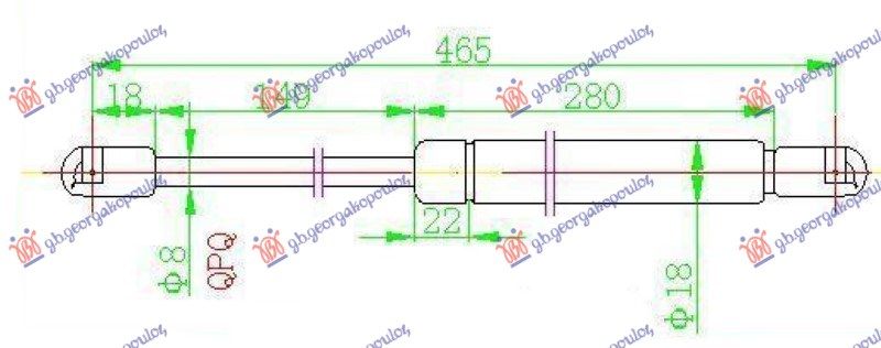 Amortizer gepek vrata 3/5 vrata -02 (455L-680N)