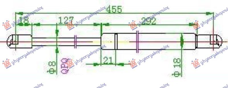 Amortizer gepek vrata 3/5 vrata 02- (455L-700N)